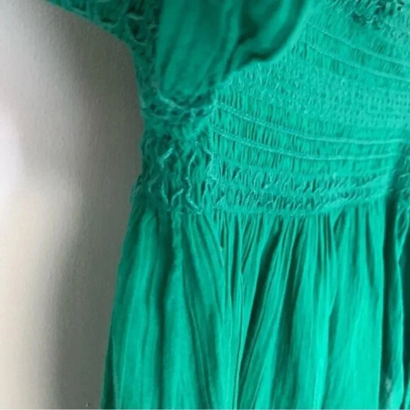 Maje LAFYR Top Blouse Green Long Sleeve Smocked  Off Shoulder M - Picture 10 of 16